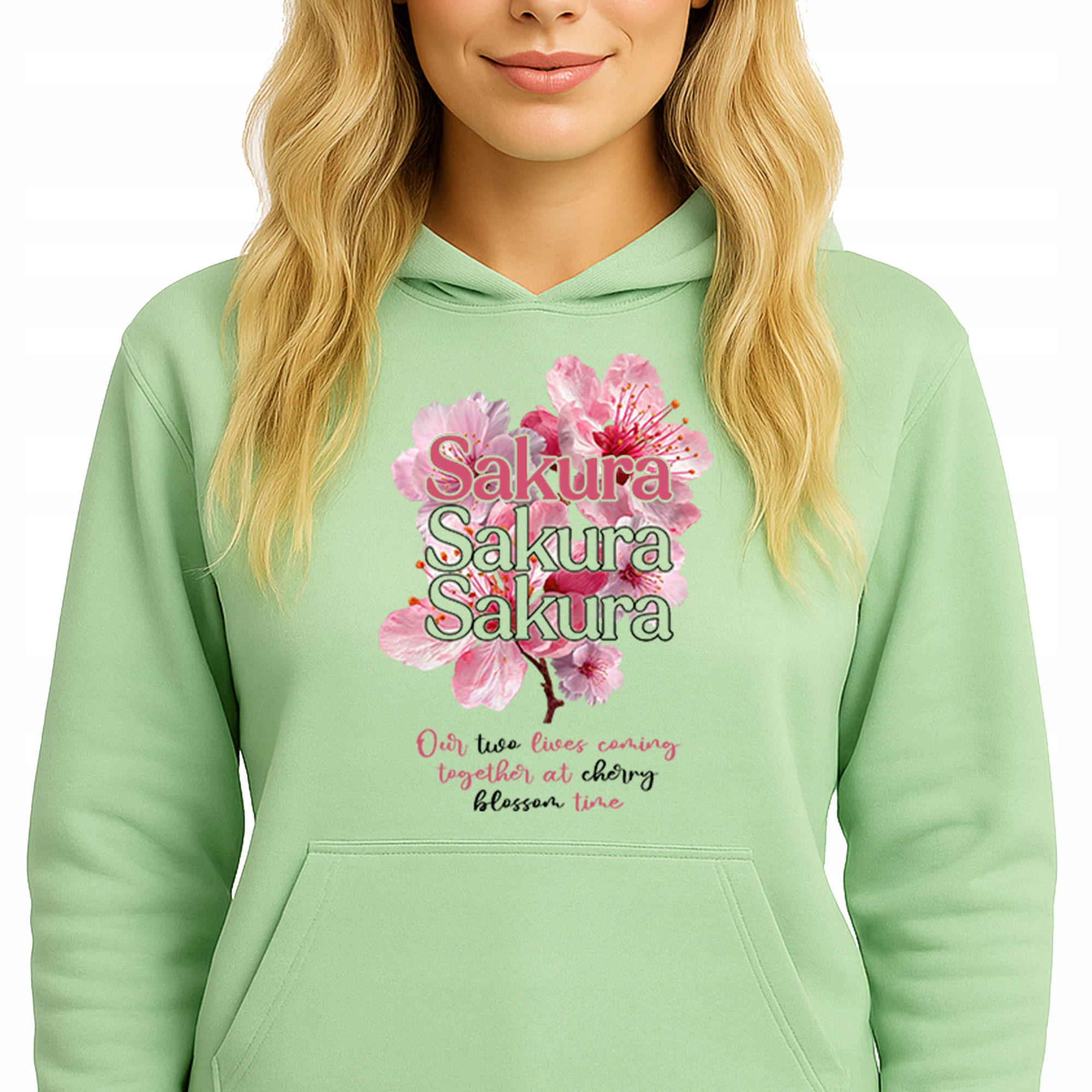Mikina S Kapucí Pistachio Green Bavlněná Módní Sakura S