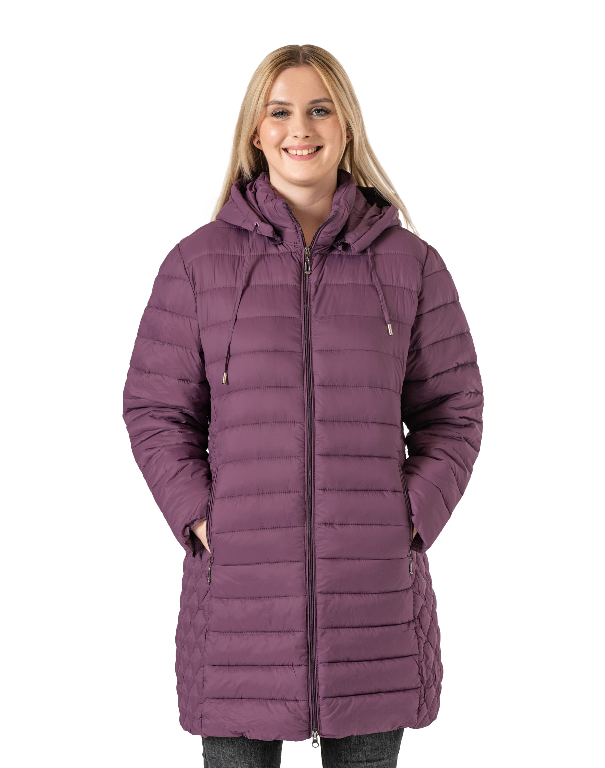 Dlouhá teplá Zimní Bunda Dámská teplá bunda na zimu A0501-4 6XL