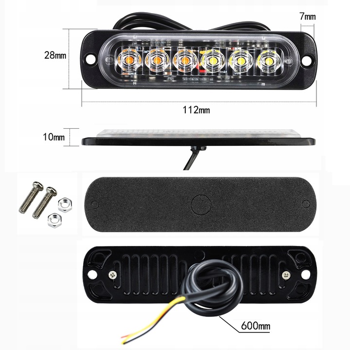 4SZT LAMPY OSTRZEGAWCZE 6 LED WODOODPORNY STROBOSKOP POMOC LAWETA DC 12-24V Typ samochodu Niezdefiniowany