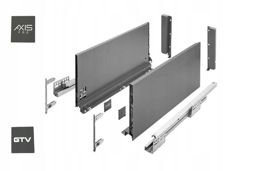 Szuflada Gtv Axis Pro 400C Wysoka L400 H167 Antracyt Cichy Domyk Wysuw