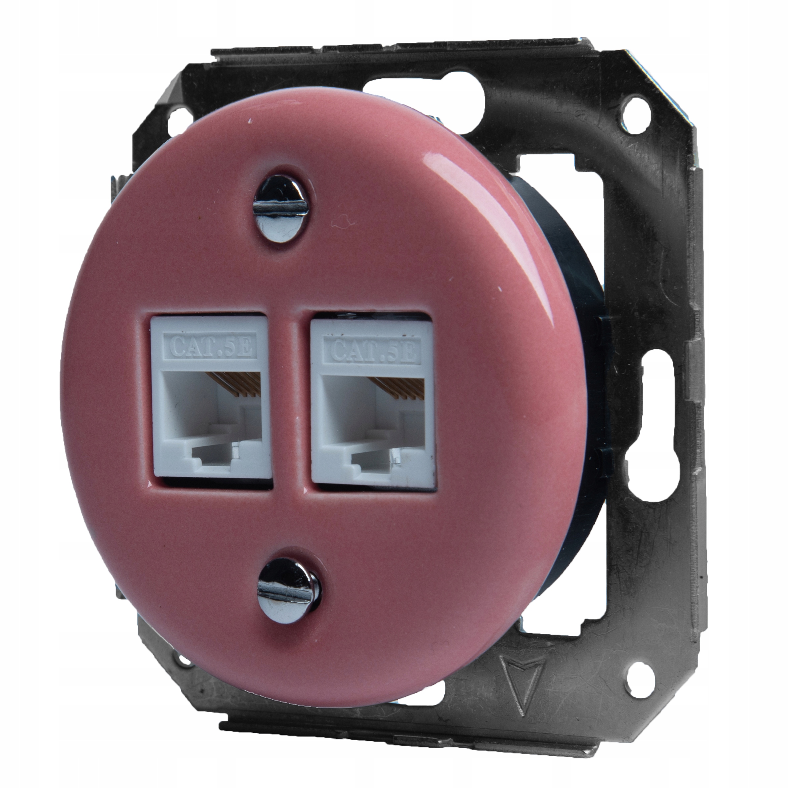 Keramická Zásuvka 2xRJ45 Retro Lososová Podomítka Pastel Bez Rámečku