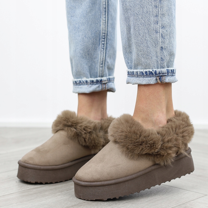 Khaki brązowe śniegowce damskie ocieplane futerko DF919 r.38 Rozmiar 38