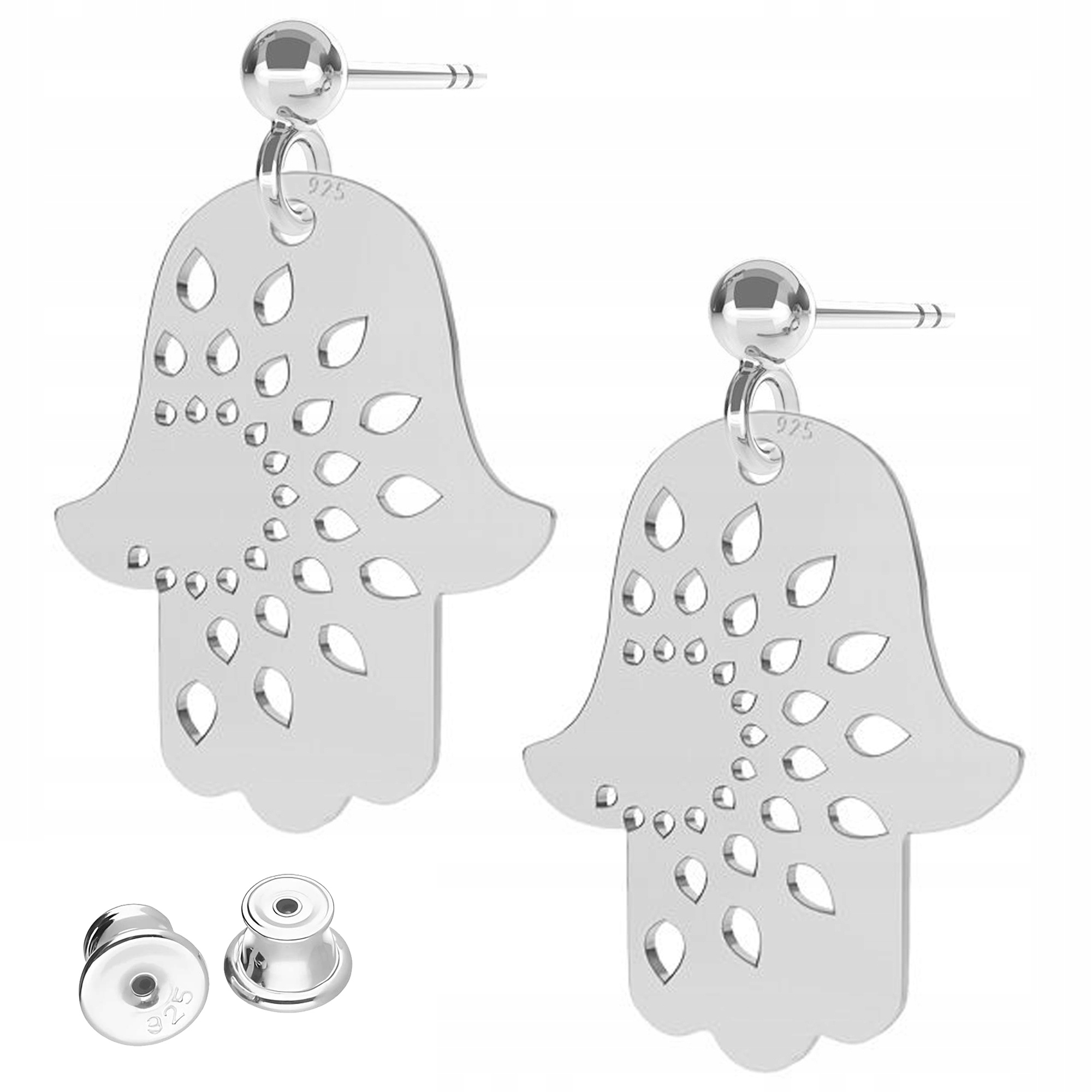 Stříbrné Náušnice Ruka prozřetelnosti Ruce Plechy s dlaněmi Stříbro 925