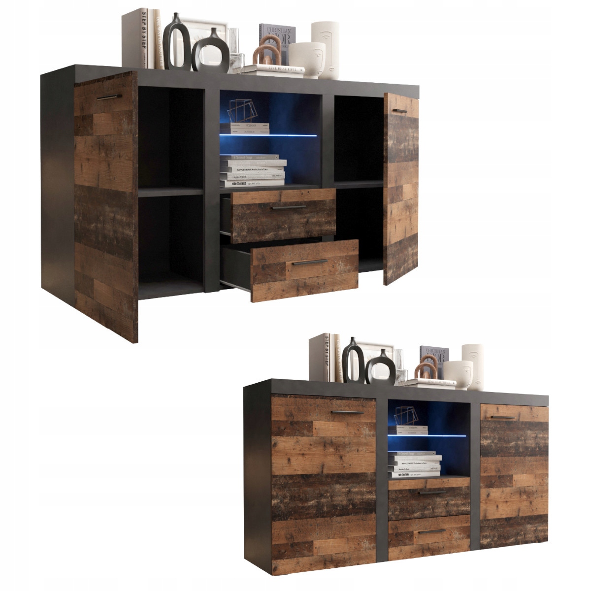 Komoda Witrnyna Old Wood Style LRK9 156 cm O-sofa Regál do ložnice obývacího pokoje