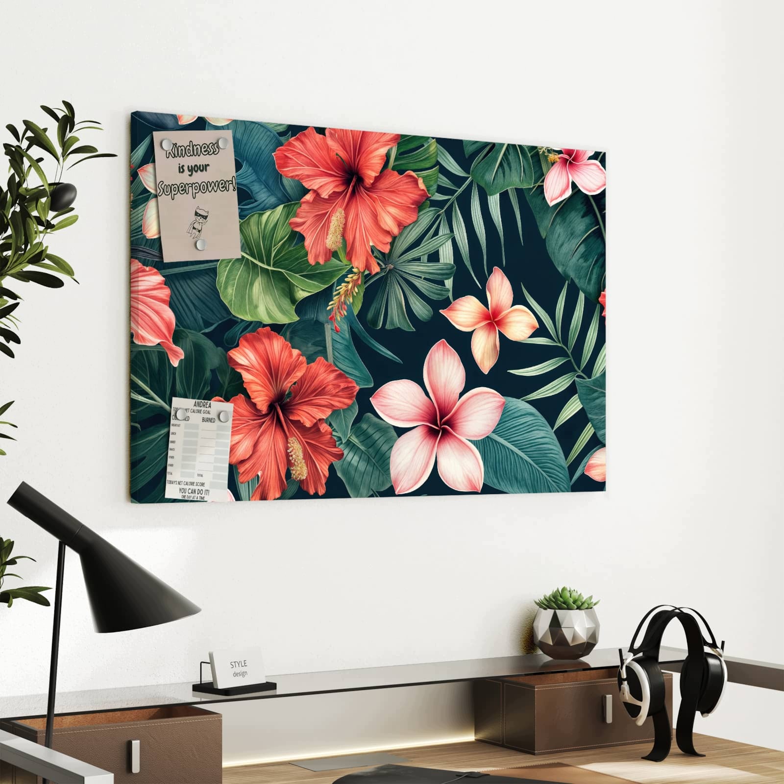 Magnetická tabule Tropikalne květiny 60 × 40 cm
