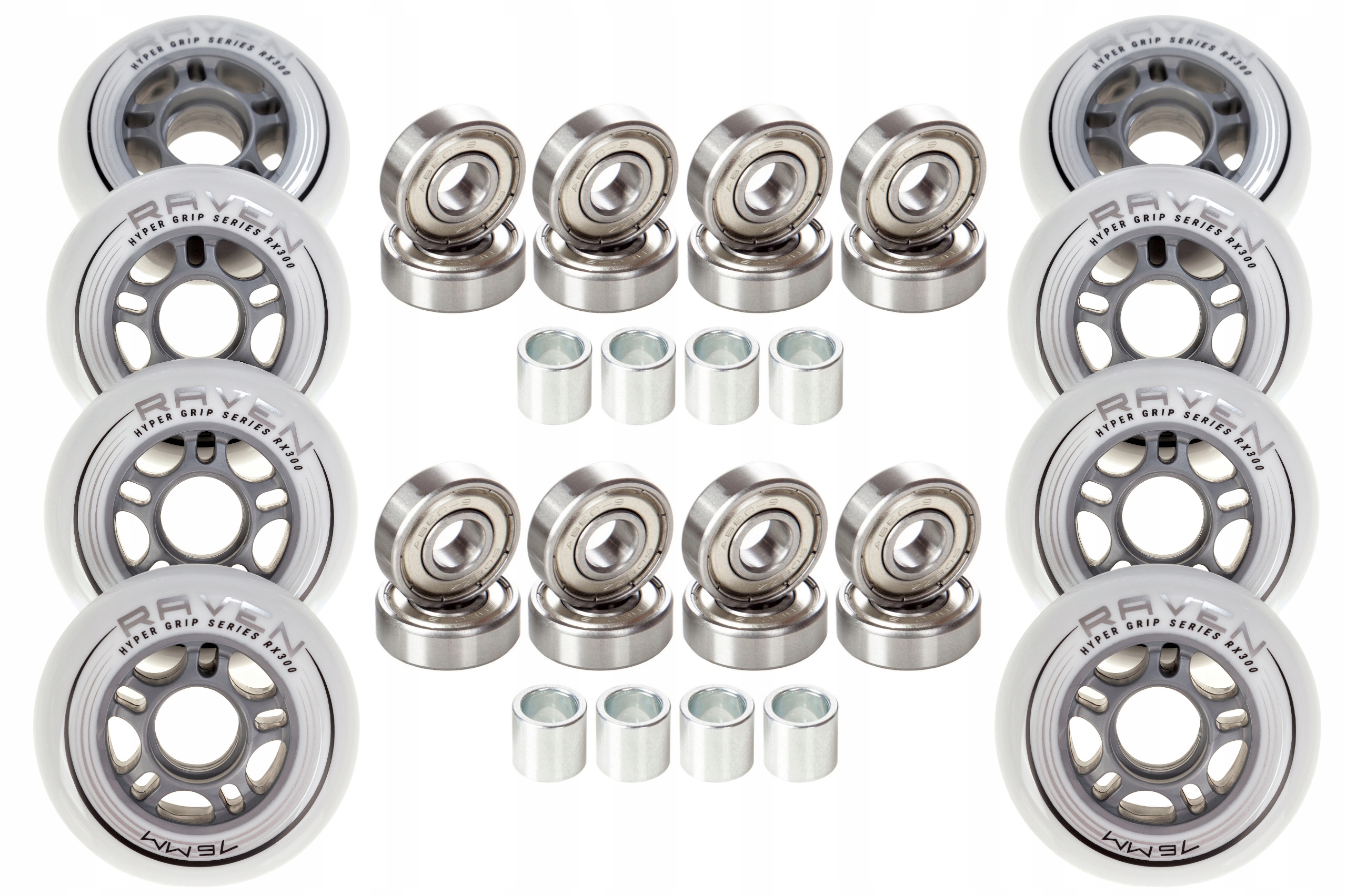 

8x Kółka do rolek 76mm +16x Łożyska Raven Abec9