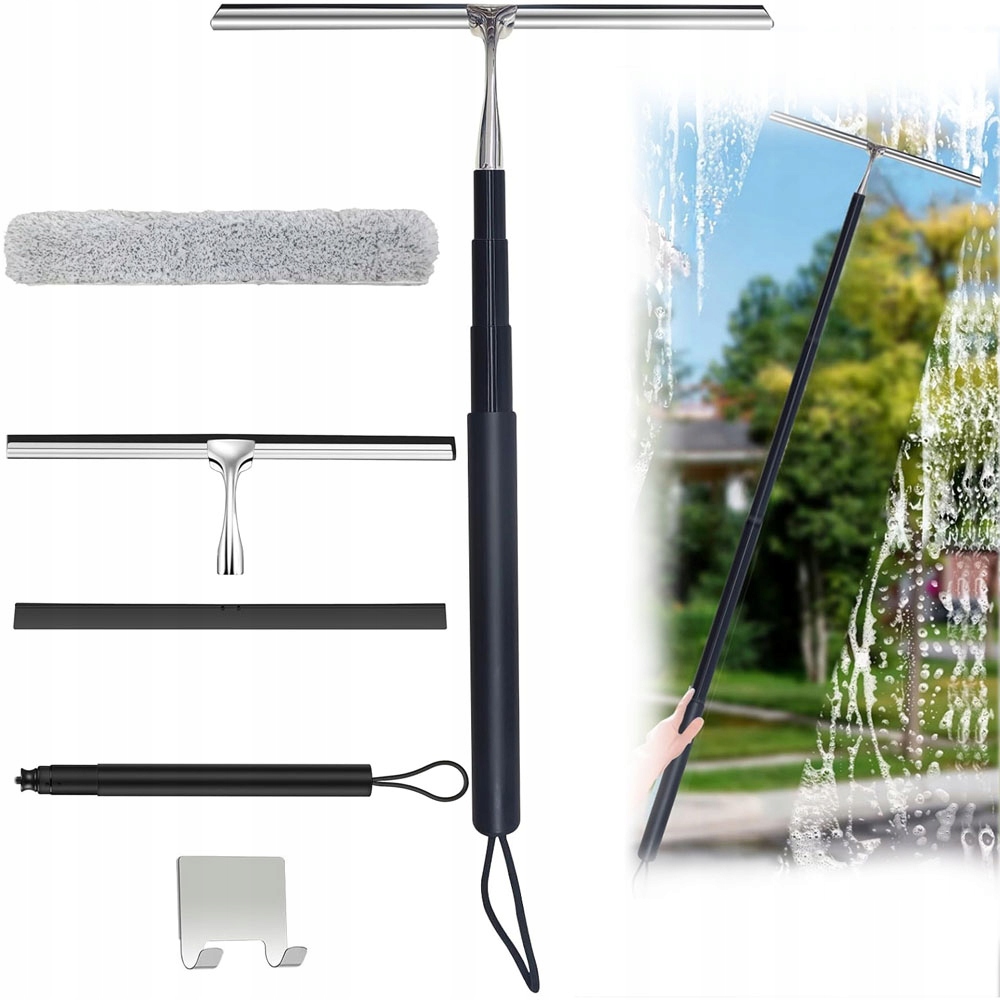 Levně Podlahová Stěrka 120 CM Teleskopická, Černá Ergonomická Rukojeť