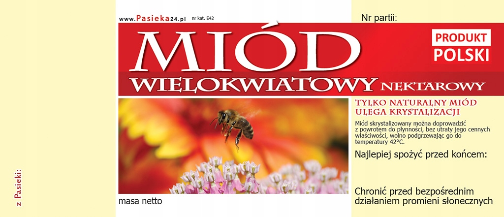 

Etykiety na Miód Wielokwiatowy (100szt) wzór E42