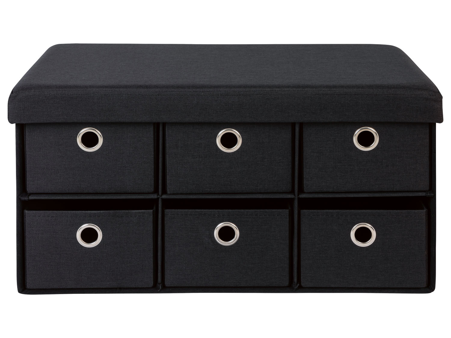 LIVARNO SKRZYNIA DO SIEDZENIA Z SZUFLADAMI CZARNA Pojemność skrzyni 60 l