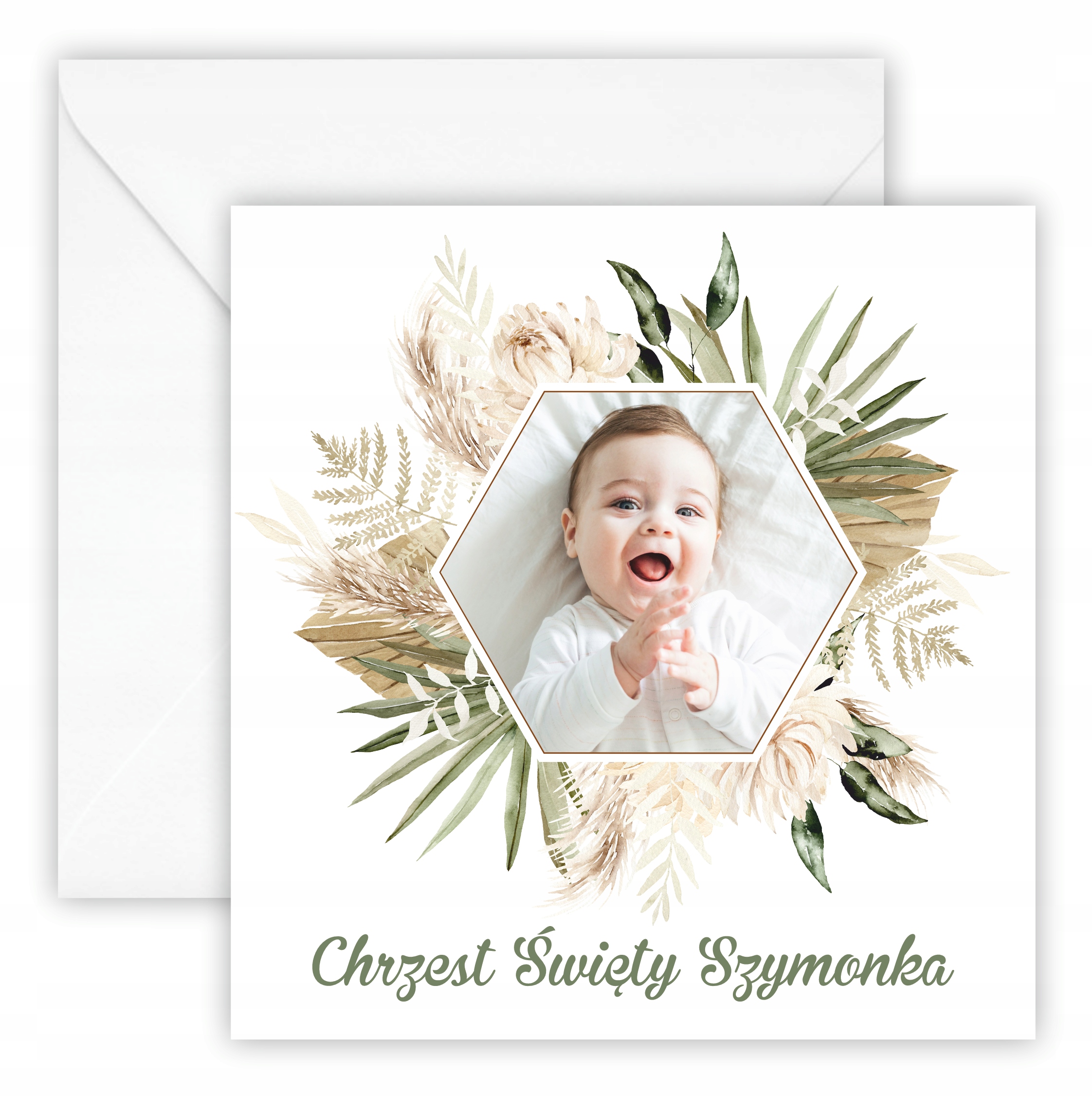 ZAPROSZENIA NA CHRZEST - ZE ZDJĘCIEM - BOHO - IMIĘ Kolor dominujący wielokolorowy