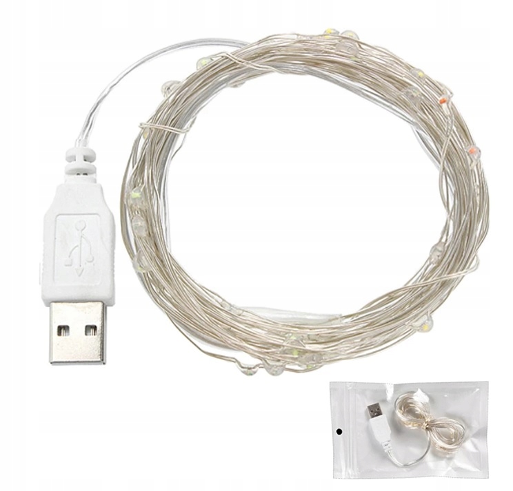 

Lampki mikro Led na druciku łezki Usb Zimne