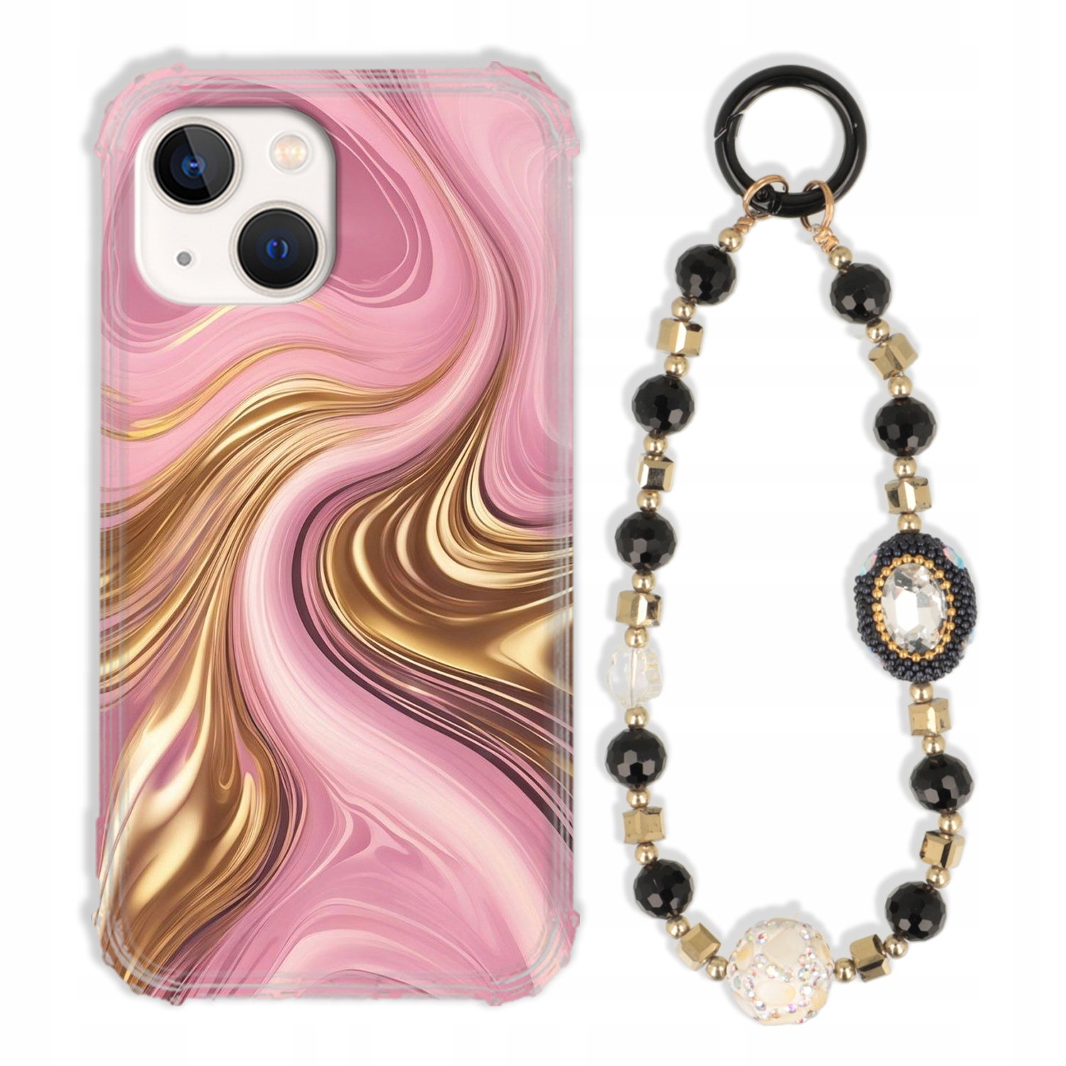 Puzdro Na Iphone 13 Mini Antishock Zirkóny Čierno Zlaté Odolné| Silné