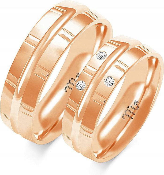Růžové zlato snubní prsten 585 na svatba velikost 20 21 22 dámská kolekce pro muže