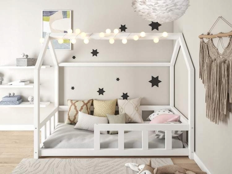 Łóżko Domek Niskie 90x200 płotek + stelaż gratis Marka Lackimeble