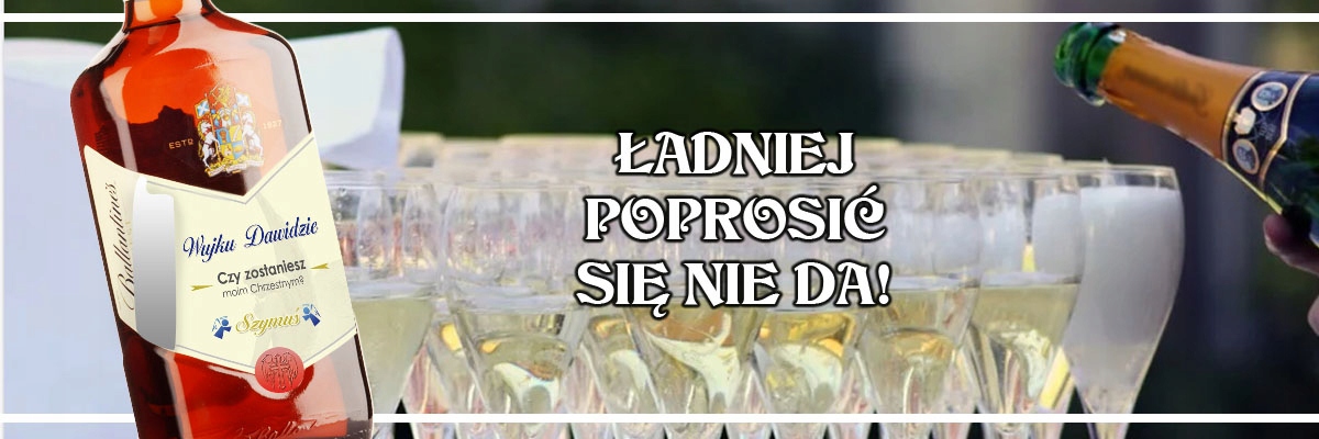 PROŚBA O BYCIE CHRZESTNYM ETYKIETA WHISKY Ballant. Marka inna