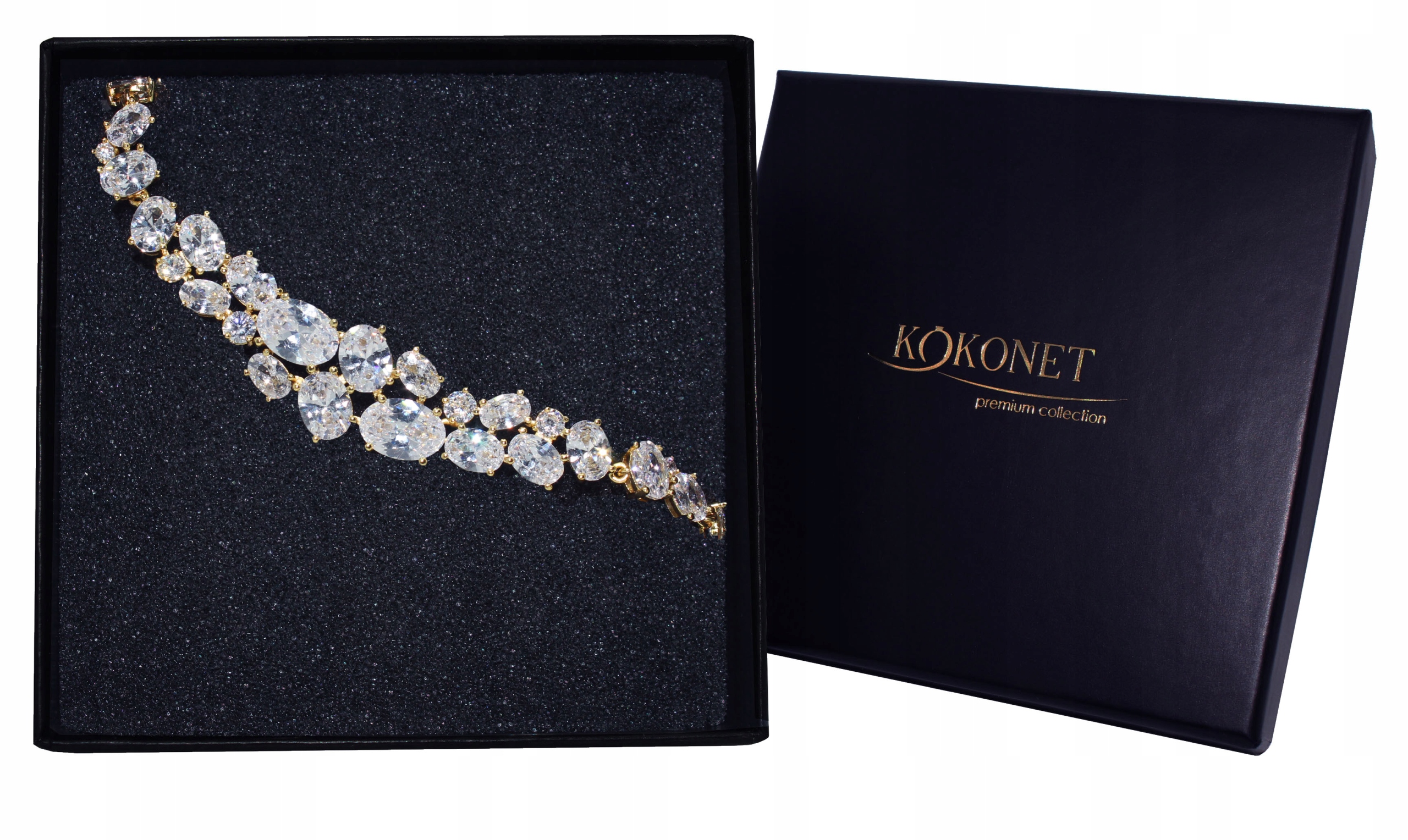 Zlatý náramek Svatební lesklý Zirkony lux