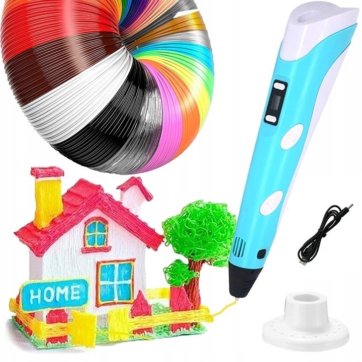 DŁUGOPIS 3D DRUKARKA MAGICZNY PEN DLA DZIECI ZESTAW 10 Metrów WKŁADY PLA