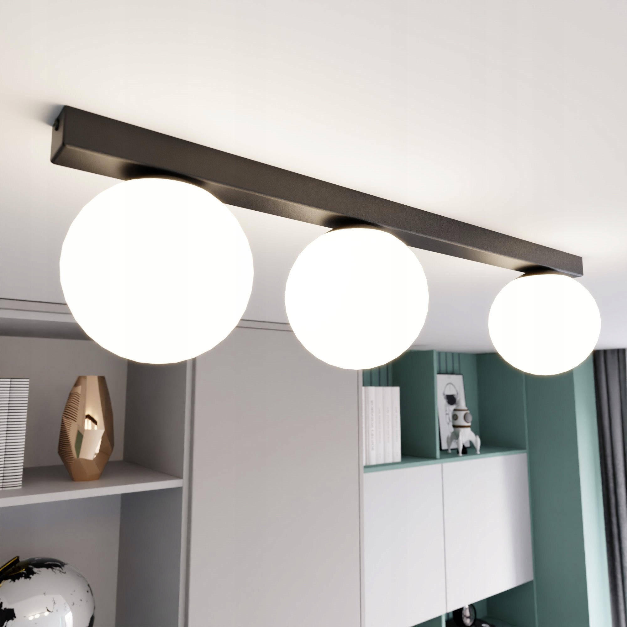 Závesné perly na lište, lampa Fit do chodby a haly, biele tienidlá