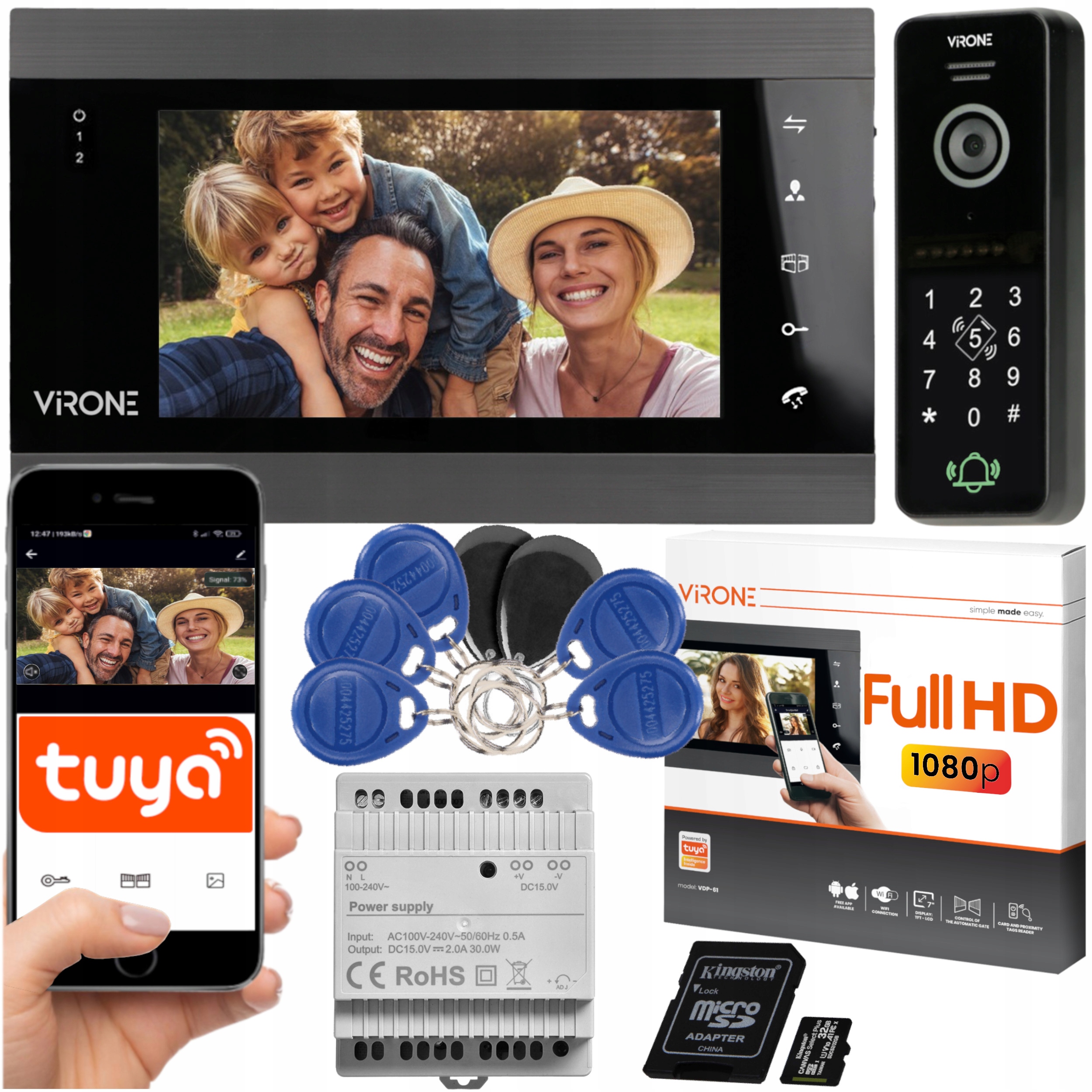 

Wideodomofon WiFi Full Hd 7' Szyfrator Aplikacja
