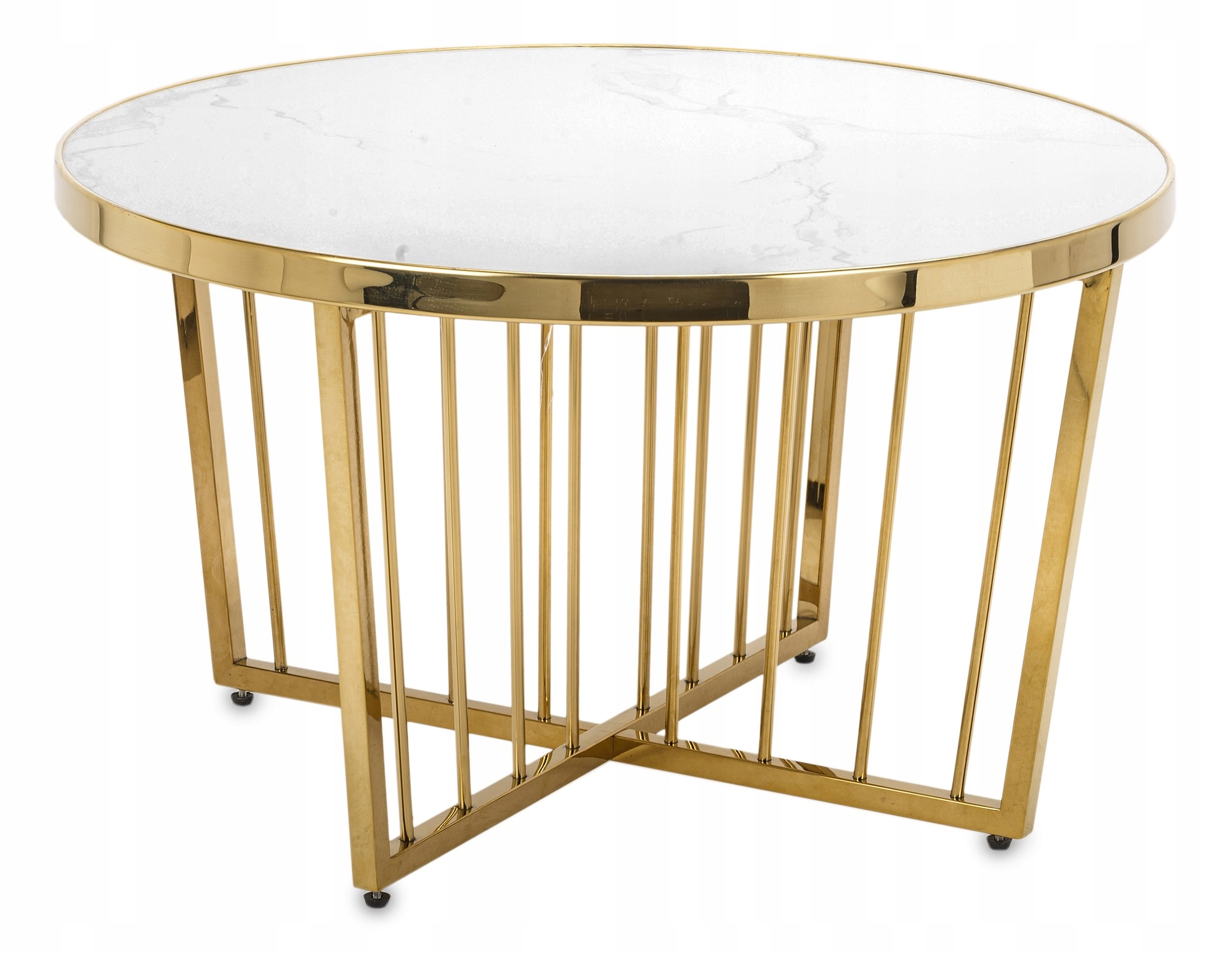 Konferenčný stolík zlatý biely mramorový povrch zlatá lavica glamour