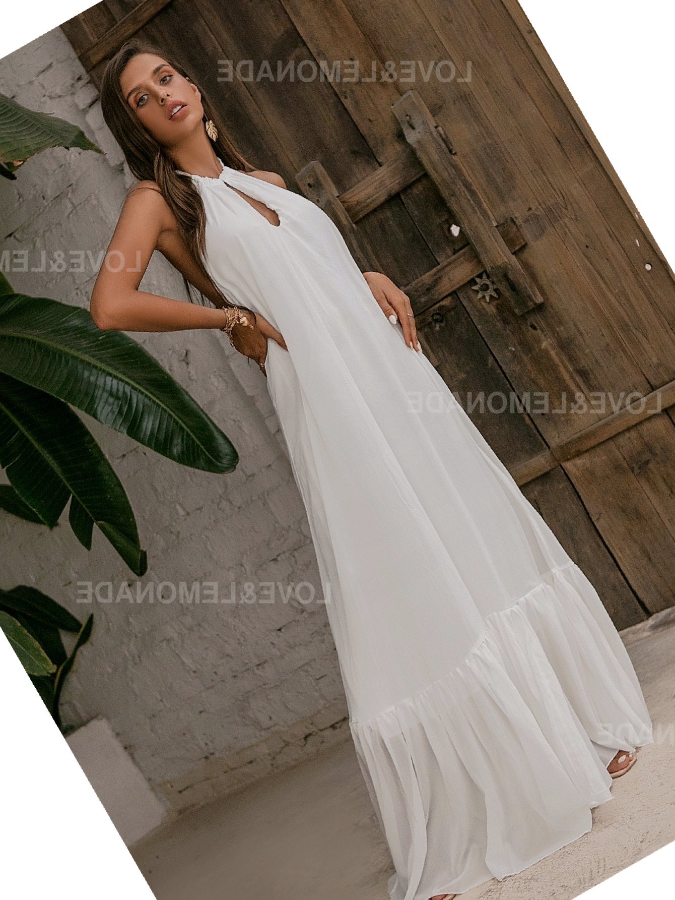 Šaty Šifonová Letní Love&lemonade s odhalenými zády Maxi Casual M