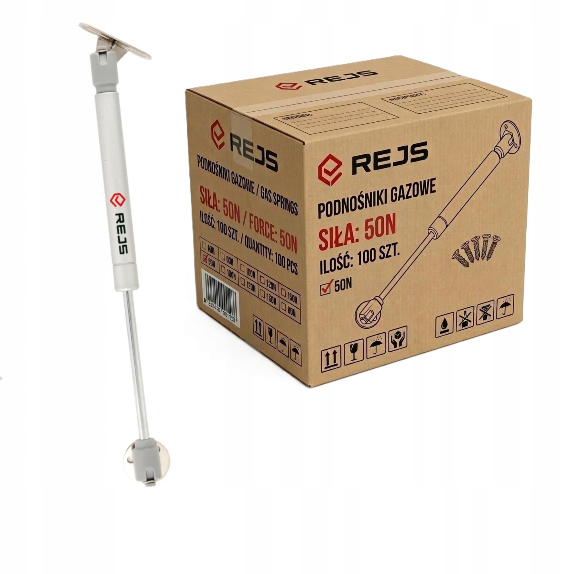100 x Sada Rejs Nábytkový Pohon Plynový Píst Pro Nábytek 50N Vruty