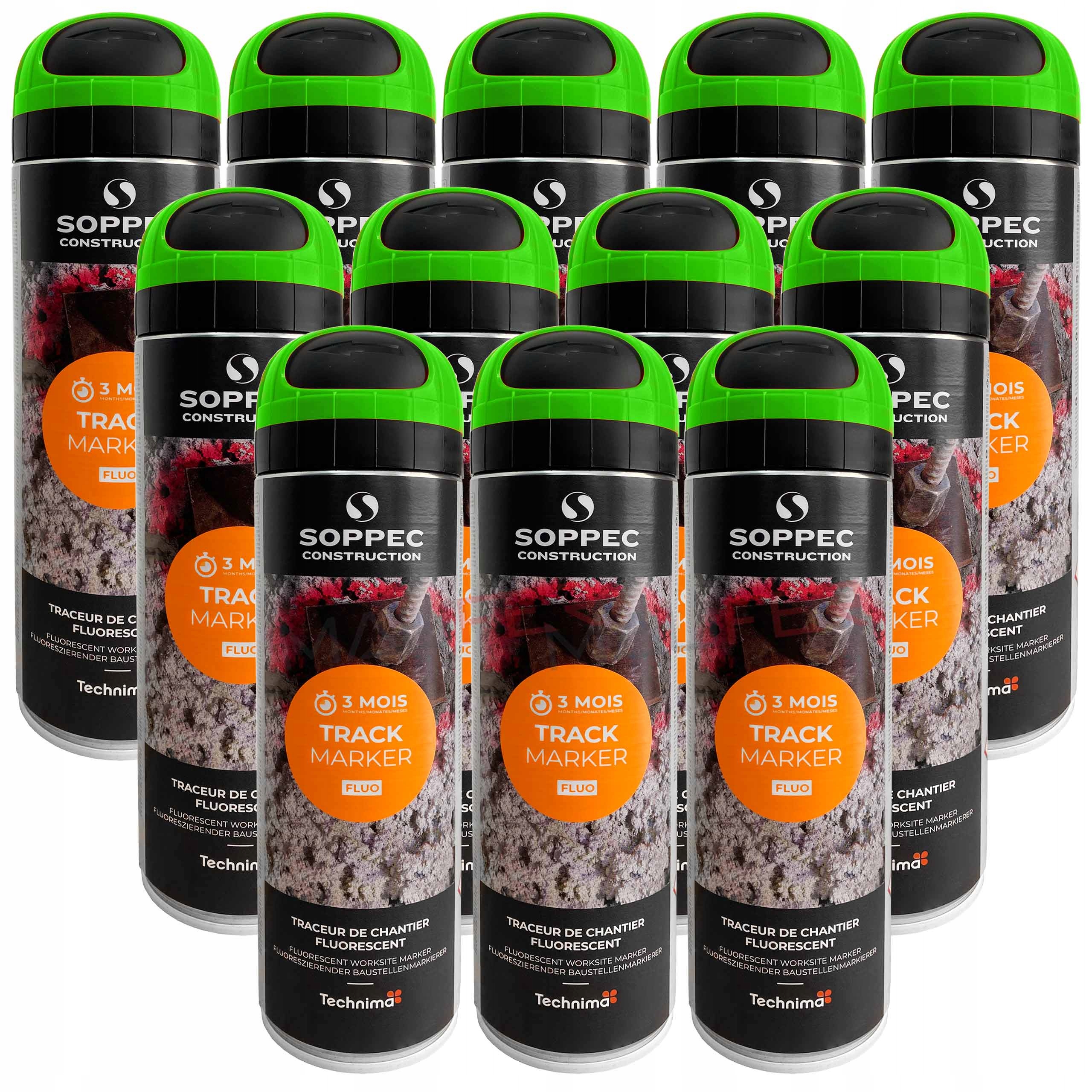 FARBA GEODEZYJNA SPRAY SOPPEC ZIELONY 12 SZTUK