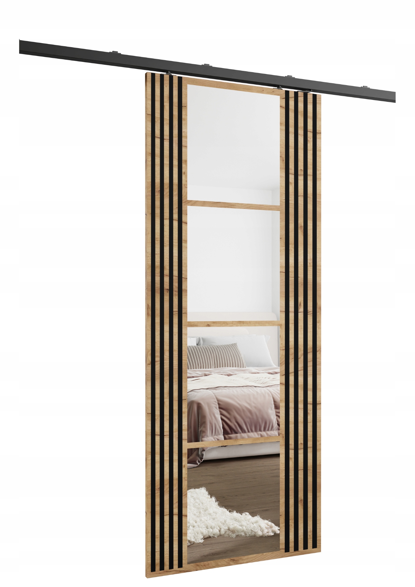 Posuvné nástěnné dveře HS-45 Endi 90 dub craft zlatý lamelový