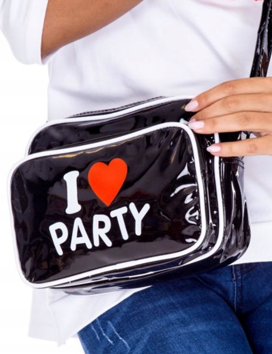 

Torebka damska czarna lakierowana z paskiem Party