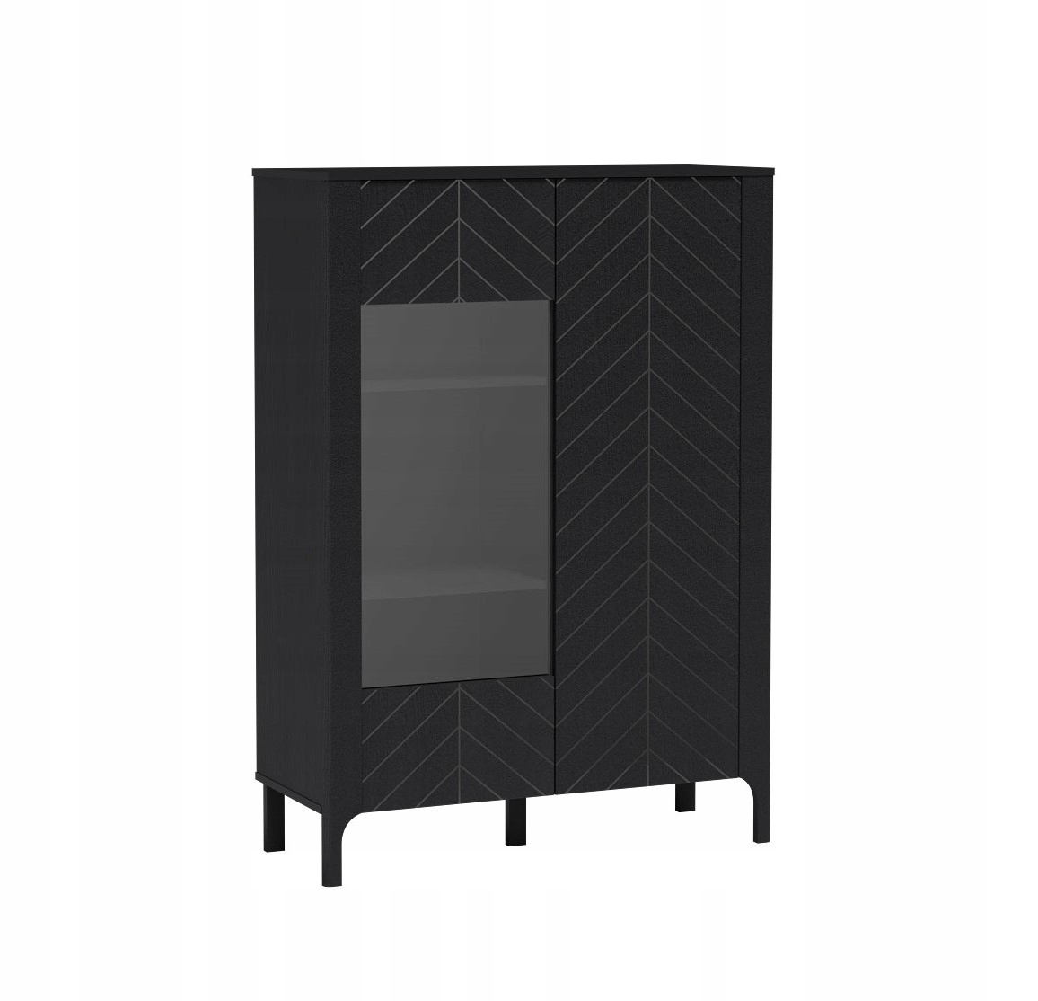 Elegantní jedlová vitrína P3 Moderní skříňka do obývacího pokoje Kancelář Černá