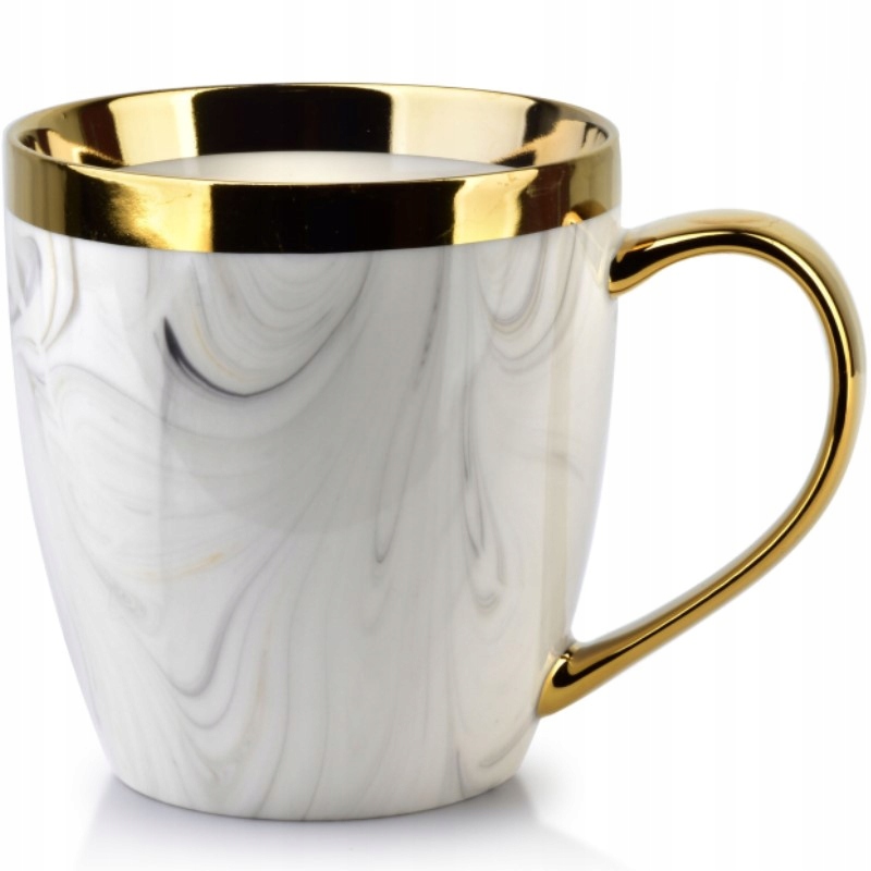 

Mondex Kubek Porcelanowy Duży Biało Złoty 450 ML