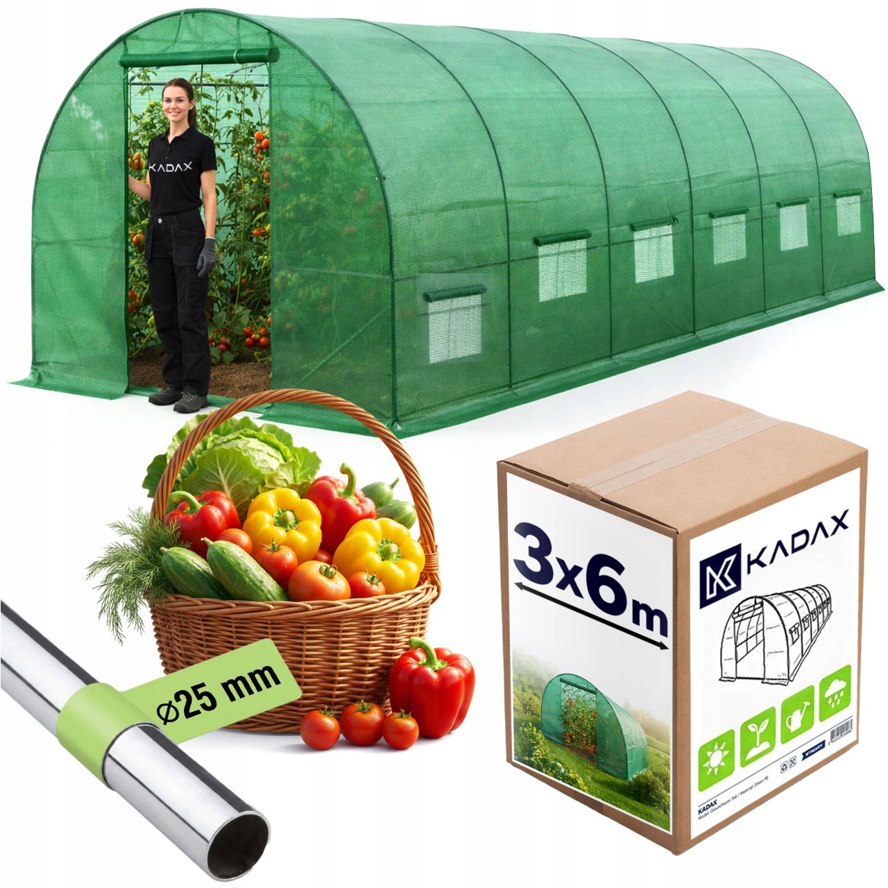 Zahradní Skleník 3x6 m Fóliový Tunel Stan Fóliový Velký 18 m2 Na Rajčata