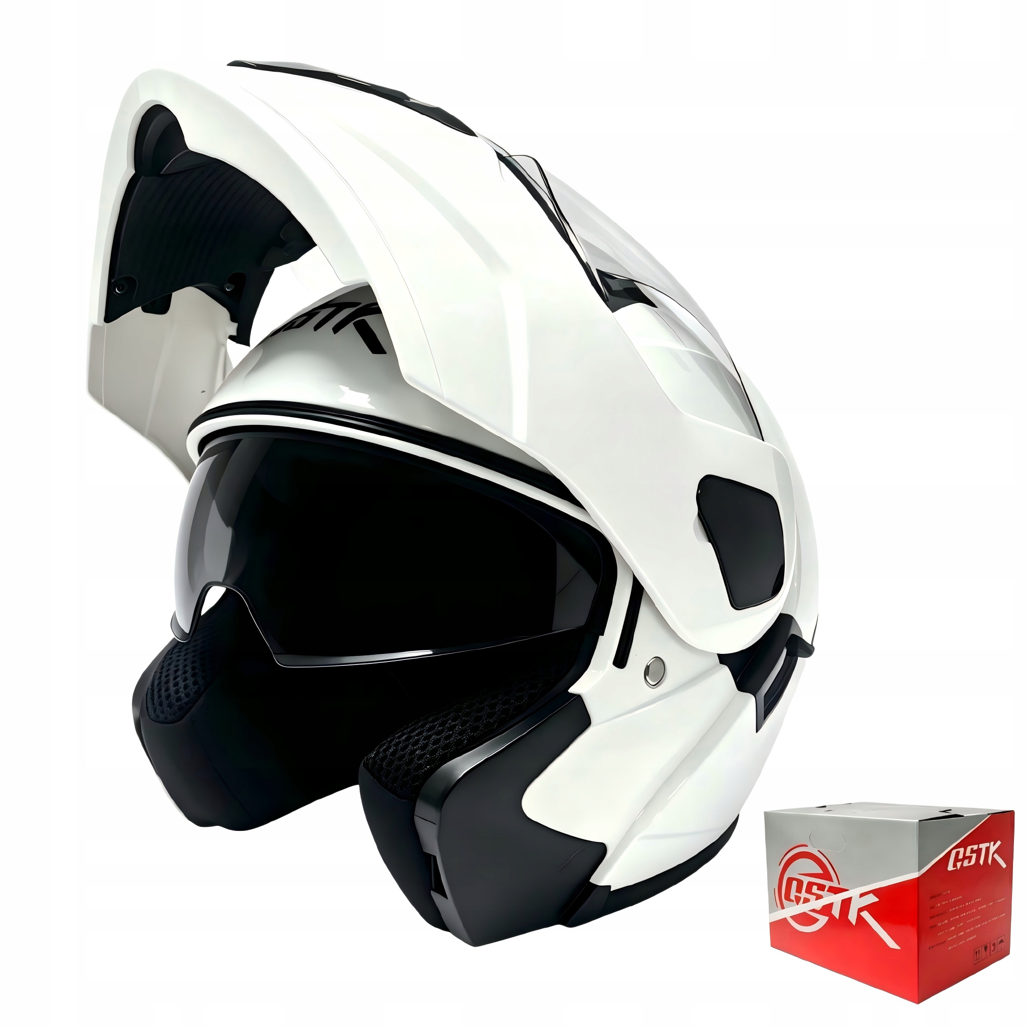 Kask Motocyklowy Błyszcząca Biel Kask Modułowy Rozmiar M (57-58 CM)