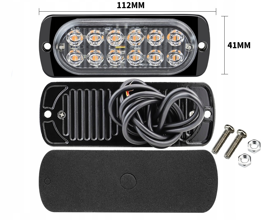 LAMPA 12 LED OSTRZEGAWCZA STROBOSKOP POMOC LAWETA Numer katalogowy części 12