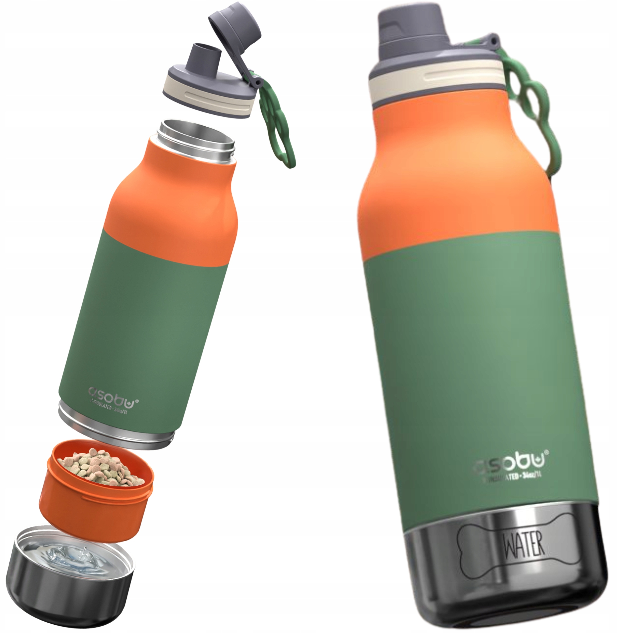 Levně Termoláhev na vodu a krmivo pro psa Asobu Termos 1L Lahev Na Pití pro psa