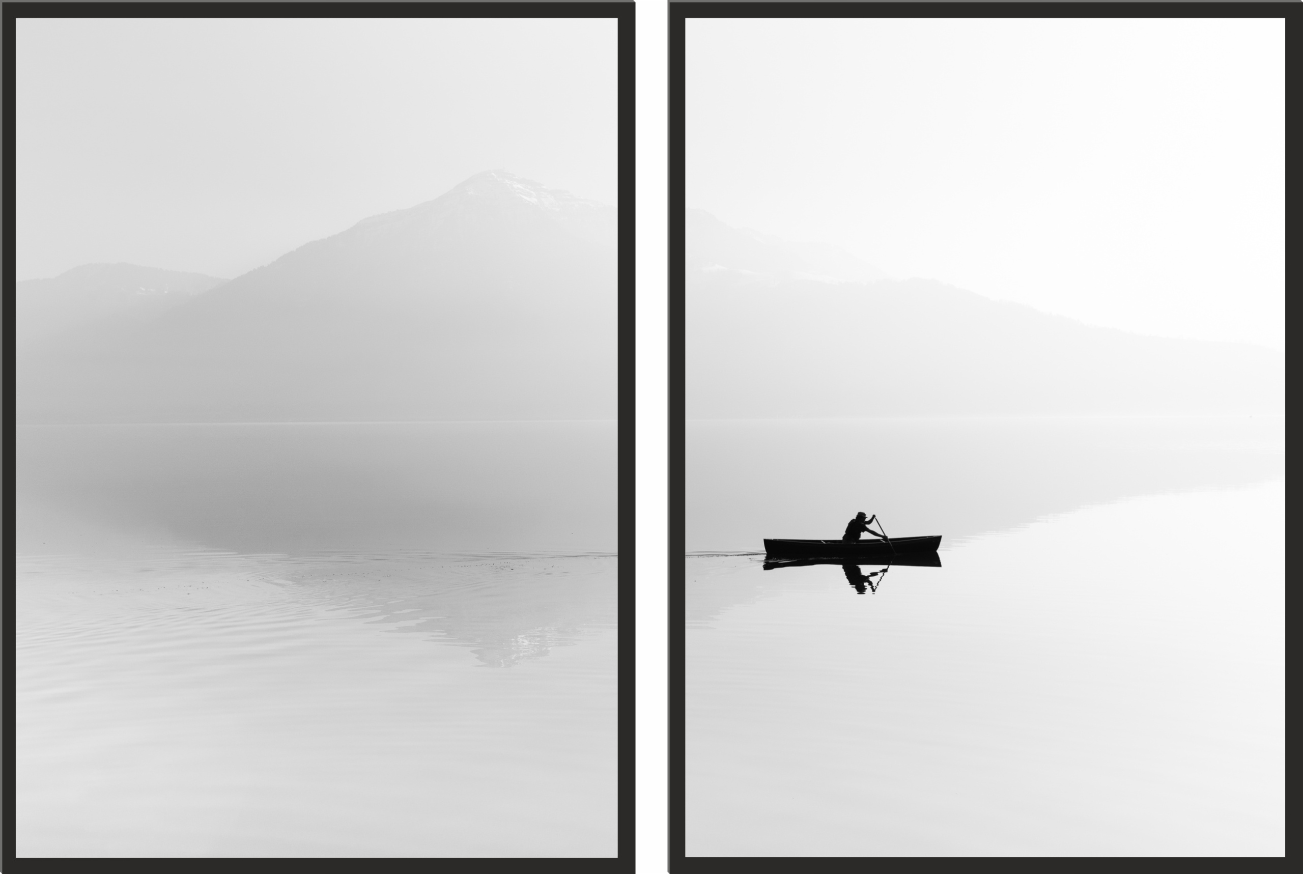 

obraz plakat dyptyk 50x70 łódka minimalizm mgła