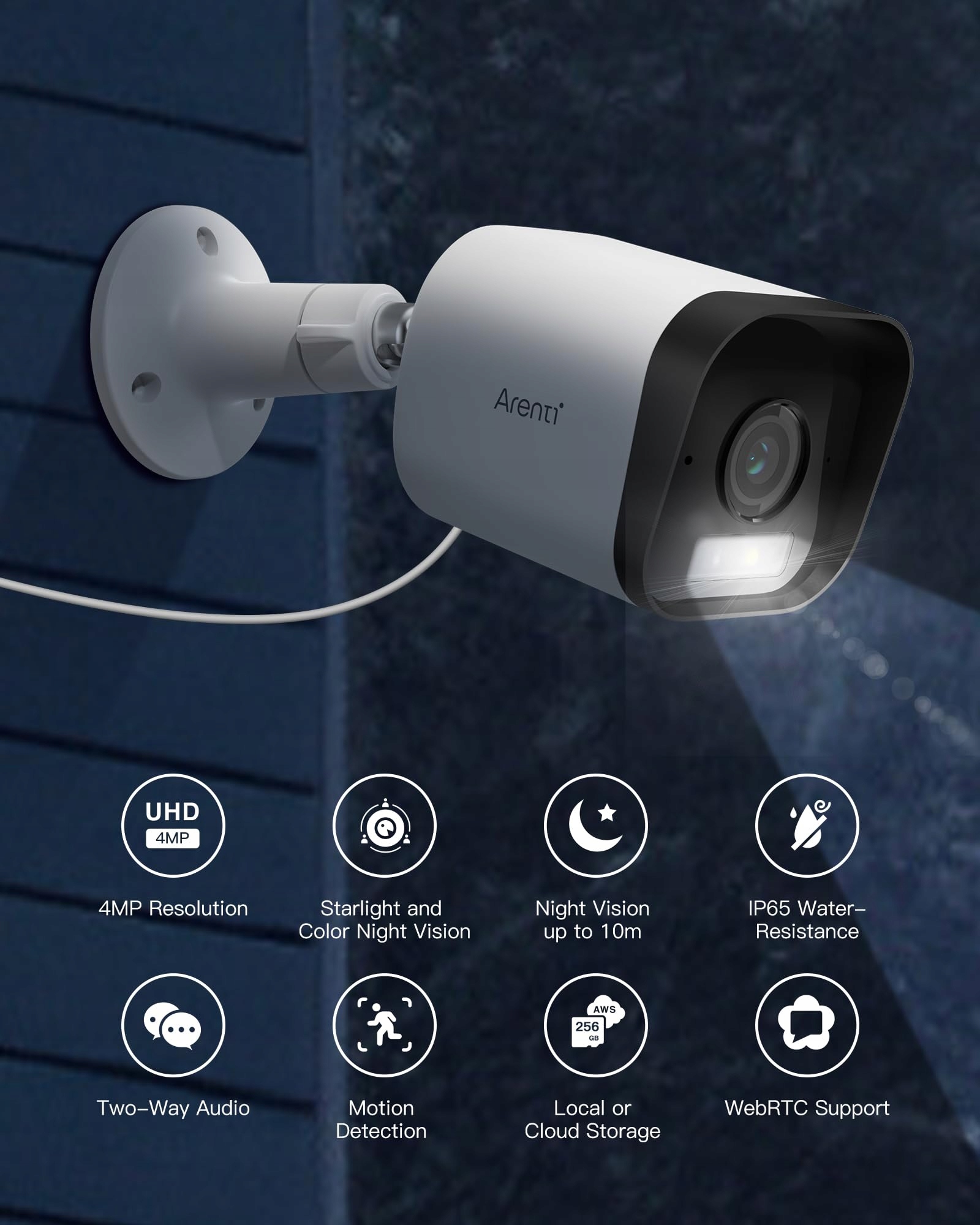 ARENTI Kamera Zewnętrzna 2.5K 4MP WiFi AI Detekcja Ruchu Audio Alexa — miniatura 2