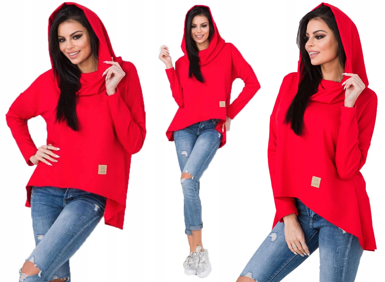 

Asymetryczna Tunika Bluza Sukienka Komin Kaptur XL