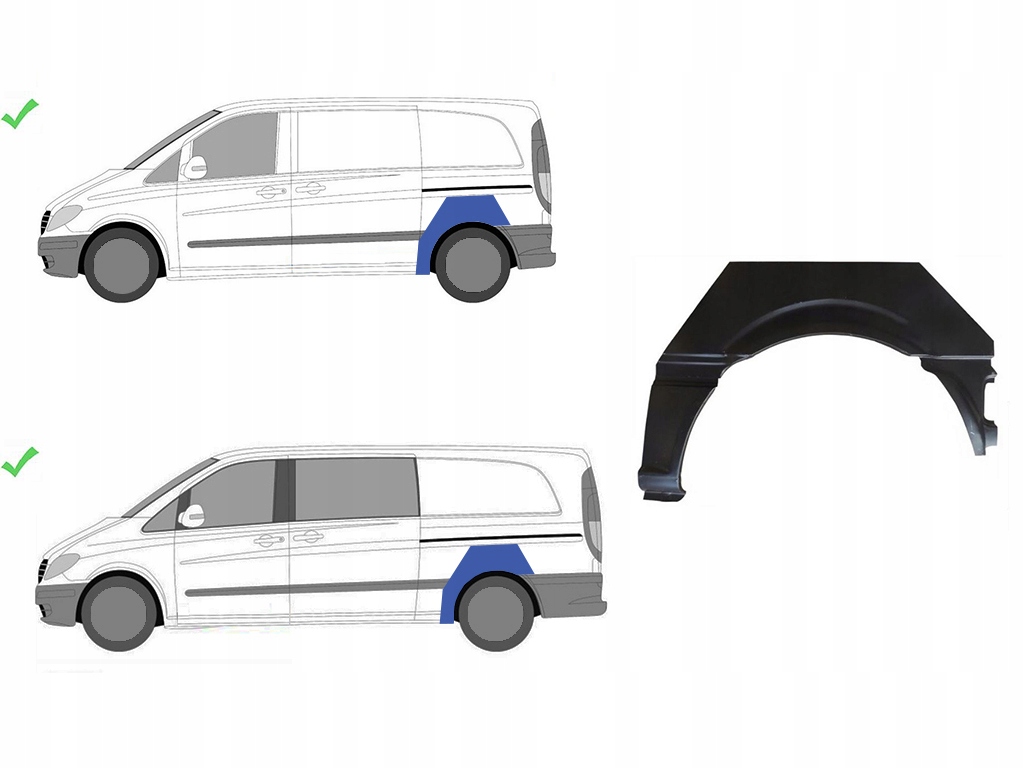 MERCEDES VITO VIANO W639 2003-2013 REPERATURKA BŁOTNIKA TYLN LEWA