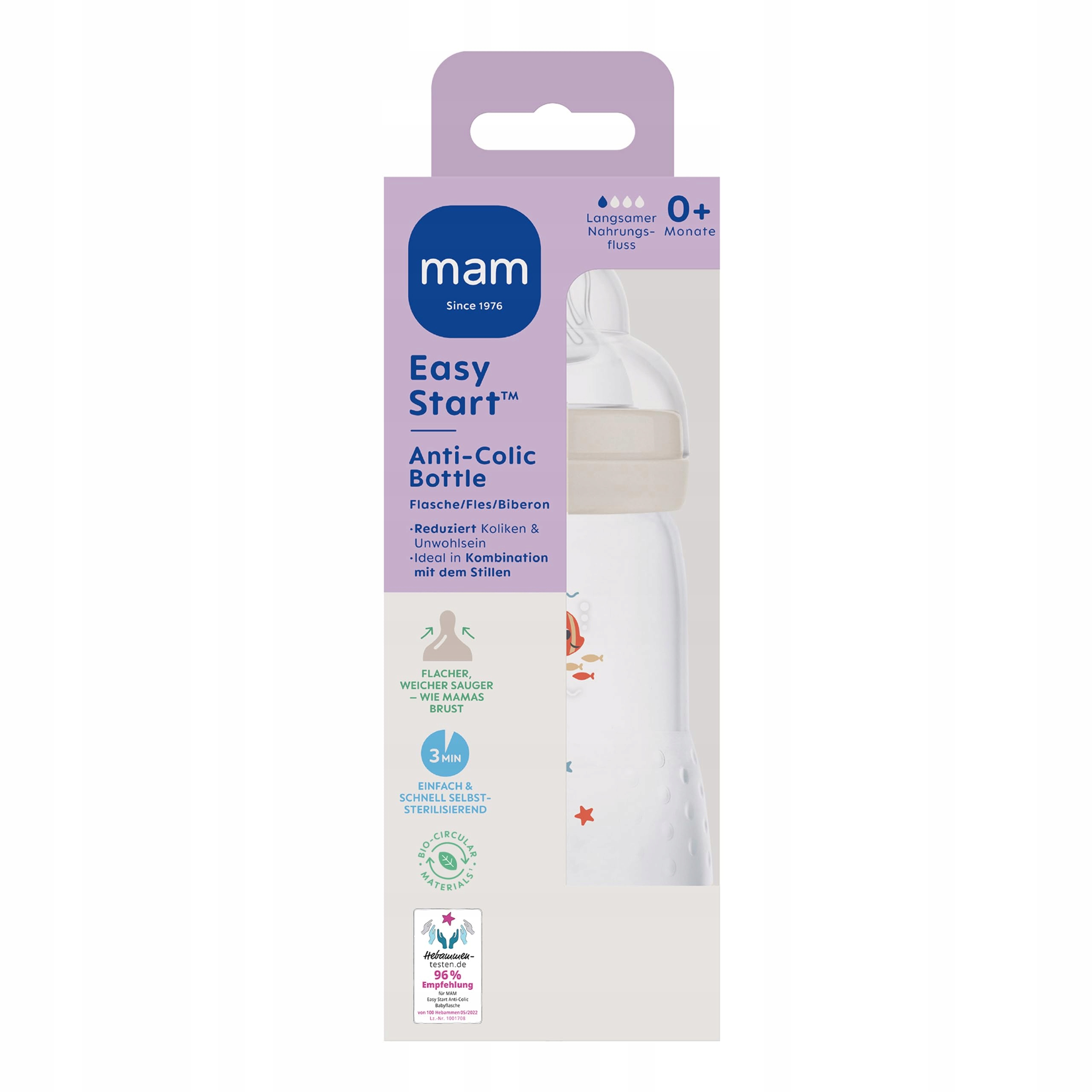 MAM Butelka Antykolkowa Dla Niemowląt 260ml 0+ Miesięcy Zawór Dna — miniatura 2