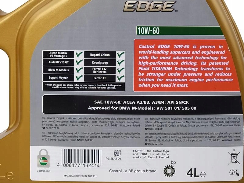 CASTROL EDGE SUPERCAR 10W60 TITANIUM FST 10L Producent Castrol