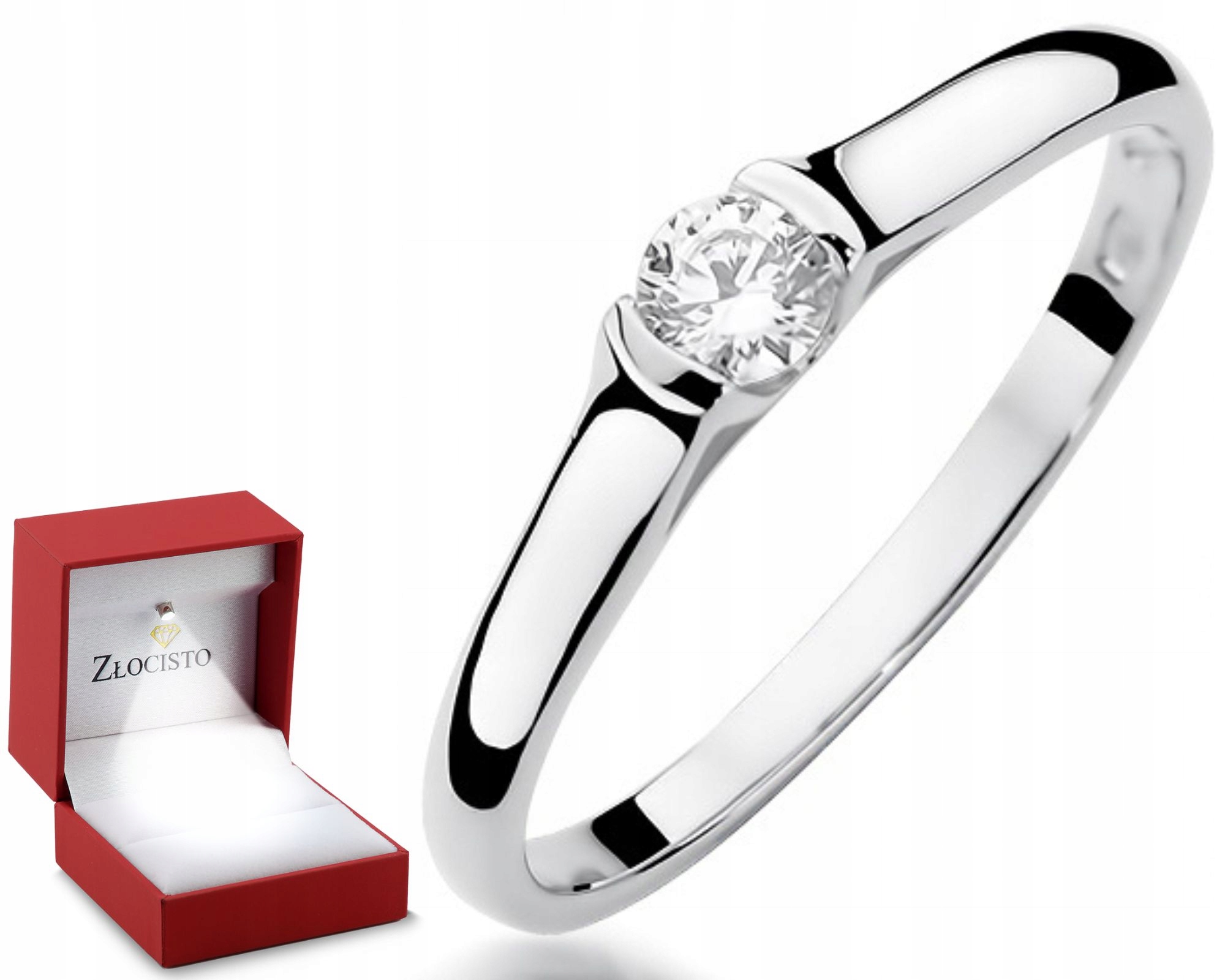 Prstýnek s briliantem 0,15 Ct Bílé zlato Klasika