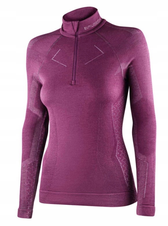 Koszulka Damska Brubeck Extreme Merino Half Zip fuksja M