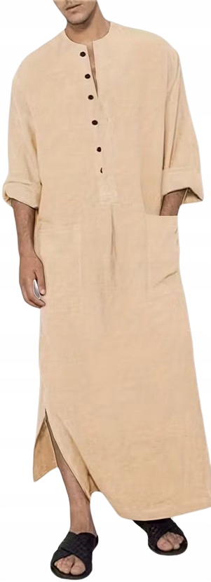 Dlouhá Pánská Noční Košile S Dlouhým Rukávem A Zapínáním Na Knoflíky Bavlna XXL