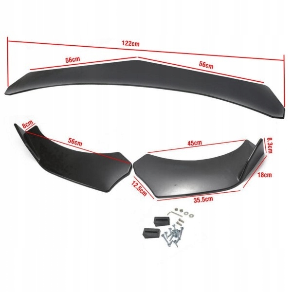 Dokładka pod przedni zderzak uniwersalna plastikowa ABS 3 częściowa spliter Producent części Inny