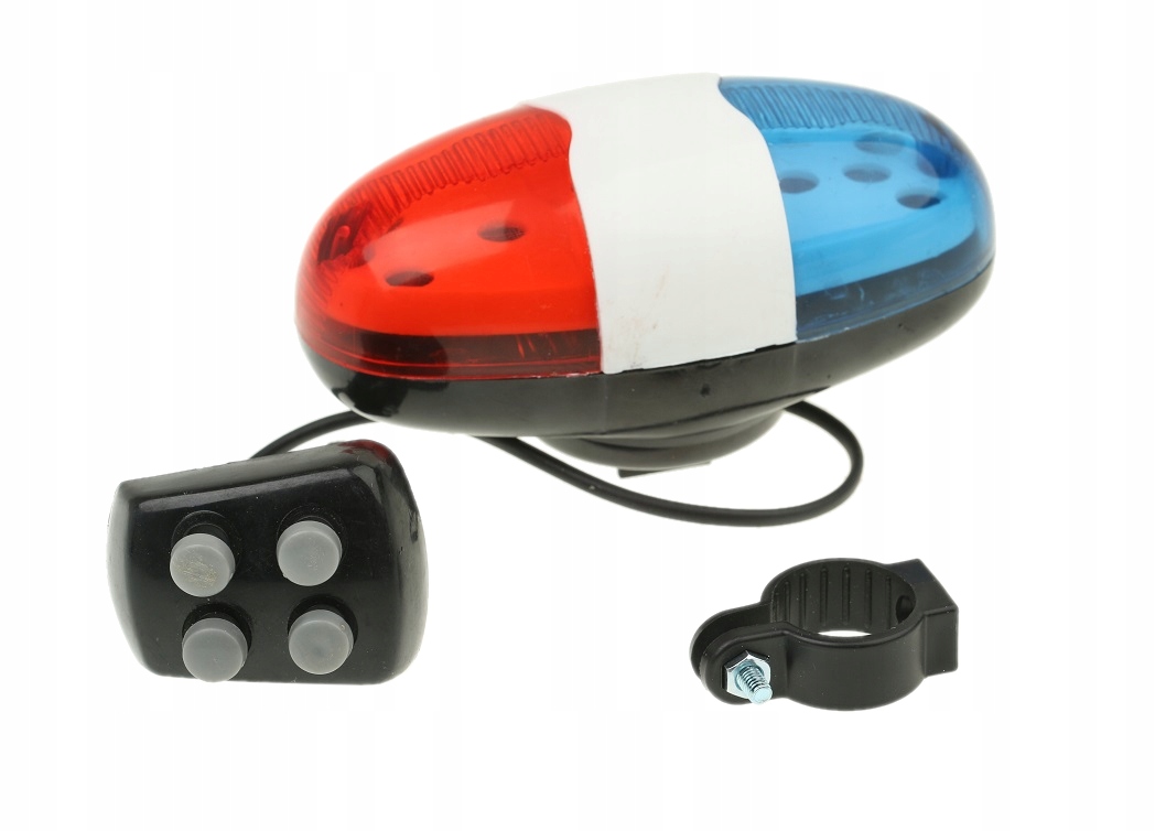 LAMPKA ROWEROWA SYRENA STRAŻ POLICJA DŹWIĘK SYGNAŁ DLA DZIECI DO ROWERA