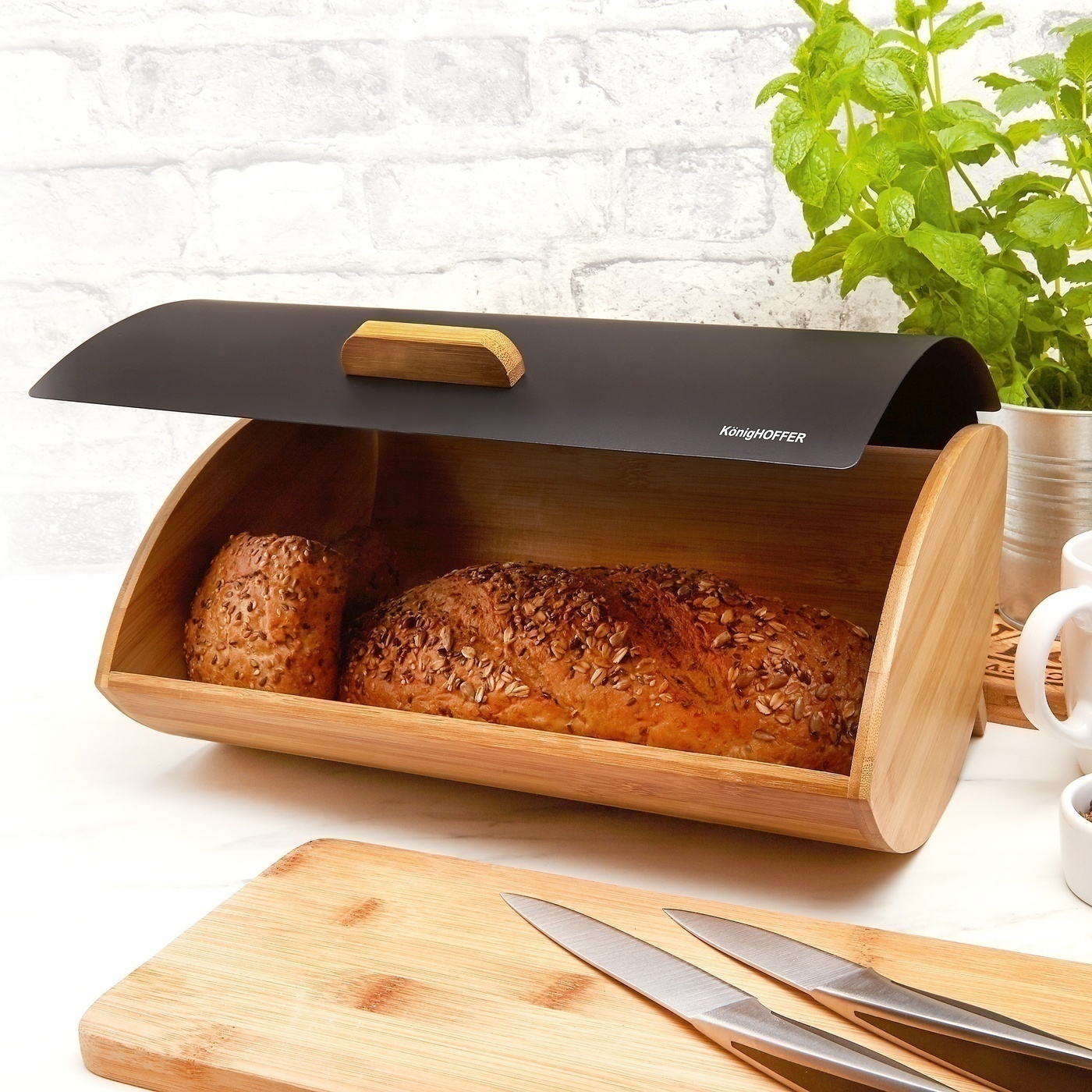 CZARNY CHLEBAK BAMBUSOWY pojemnik na chleb bułki NOWOCZESNY WZÓR Cosmic Stan opakowania oryginalne