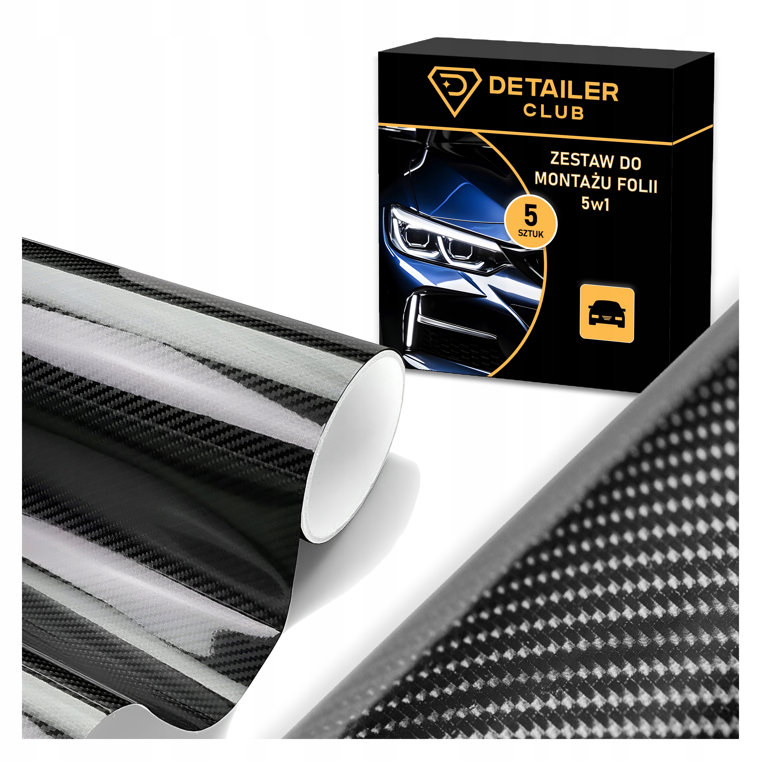 Fólie Carbon 5D Dýha Karbon 152x150 cm Černá Lesk na kolo Progy Auto