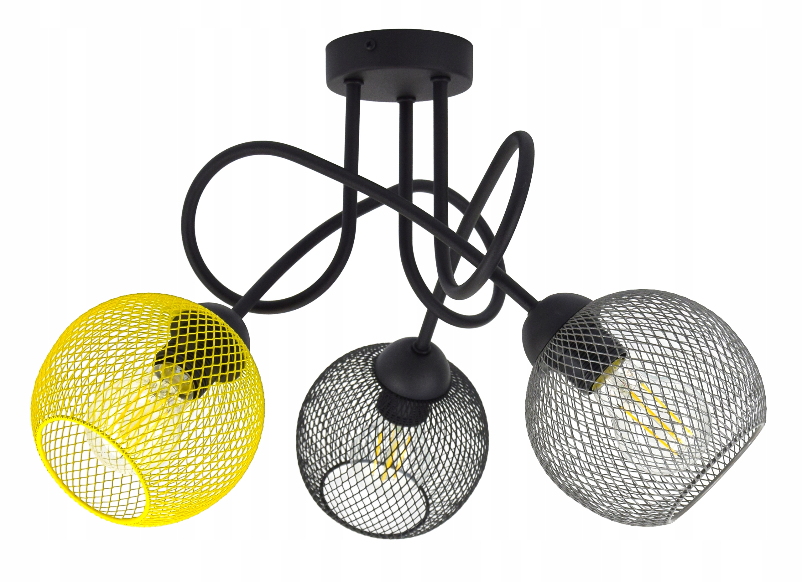 Lampa żyrandol czarny żółty szary do pokoju dzieci sypialnia Loft kolorowa
