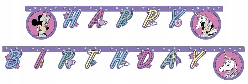 BANER HAPPY BIRTHDAY MYSZKA MINNIE + JEDNOROŻEC 2M